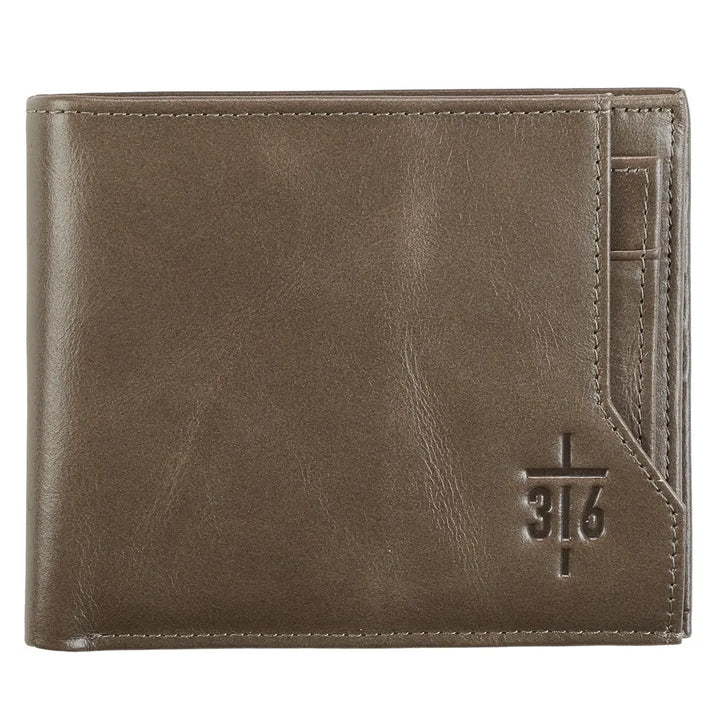 Taupe Leather John 3:16 Wallet