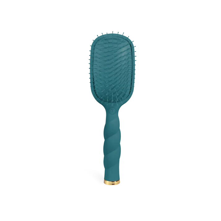teal rounded paddle hair brush