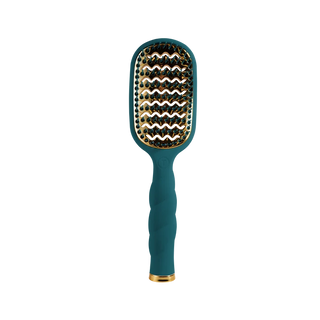 teal and gold hairbrush with vented back