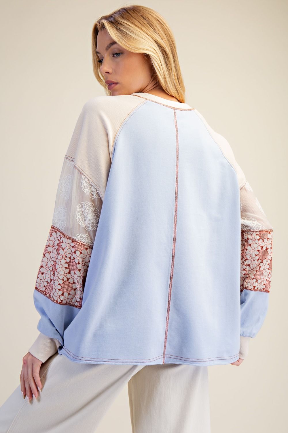 Washed Terry Pullover in Peri Blue