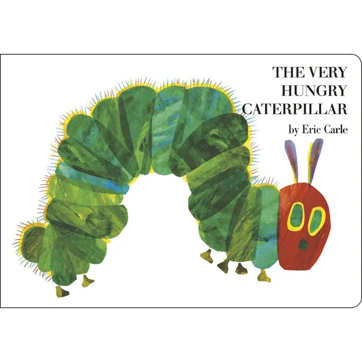 white book with green caterpillar artwork on it 