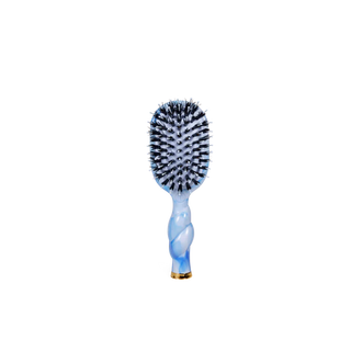 Hairbrush with black bristles on a white background