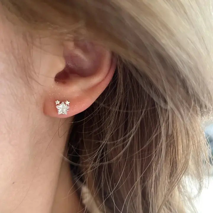Tiny Star Stud Sterling Silver Earrings