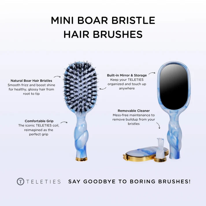 Teleties Mini Boar Bristle Hairbrush- Pinch Me!