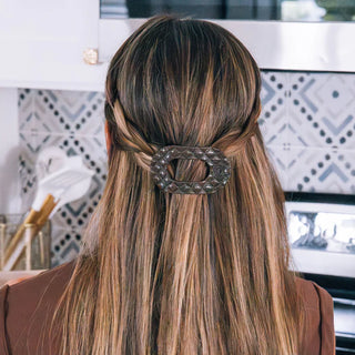 Teleties Flat Round Hair Clip- Truly Taupe Quilted
