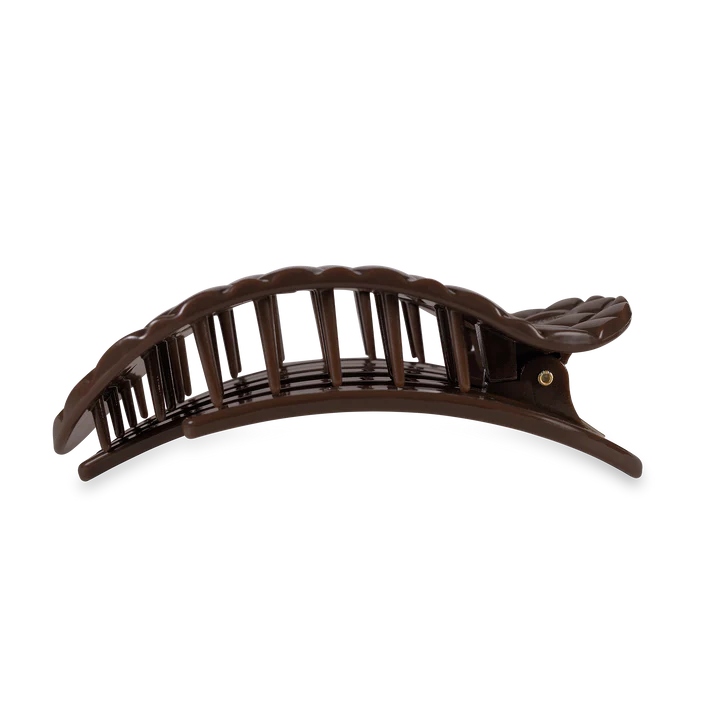 Teleties Flat Round Hair Clip- Truly Taupe Quilted