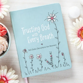 Light Blue Devotional Book with Flowers