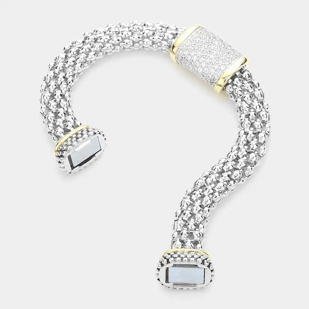 Two Tone Rectangle Pendant Bracelet