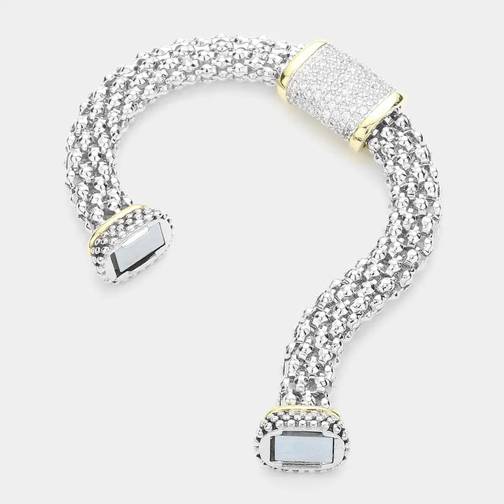 Two Tone Rectangle Pendant Bracelet