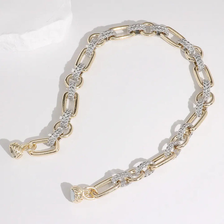 Two Tone Textured Chain Magnetic Necklace