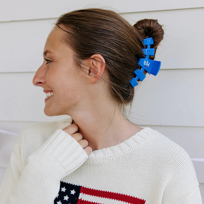 Teleties-  USA Classic Blue Claw Clip