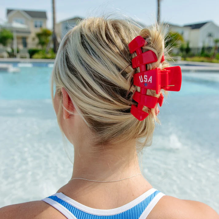 Teleties-  USA Classic Red Claw Clip