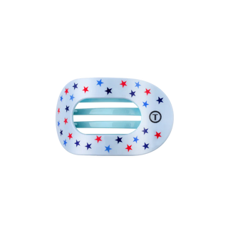 flat hair clip with blue and red stars