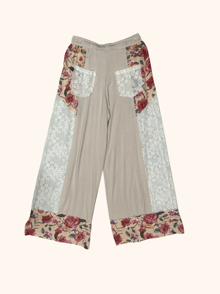 POL Wide Leg Flowy Lace and Floral Pants