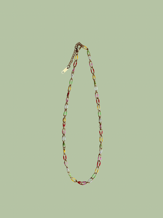 Water Resistant Multicolor Enamel Paperclip Necklace