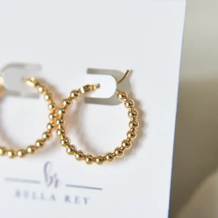 Vivi 18k Gold Plated Bead Hoop Earrings