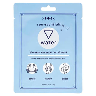 face mask packet with water element zodiac sign design