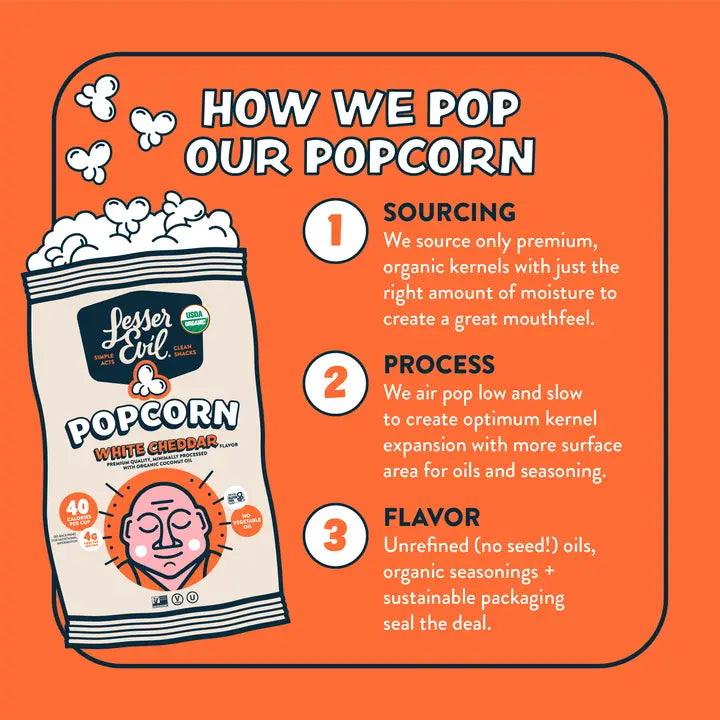 Organic Popcorn, White Cheddar 4.6 oz