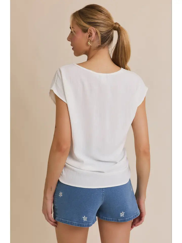 Everyday Luxe Front Knot Tee in White