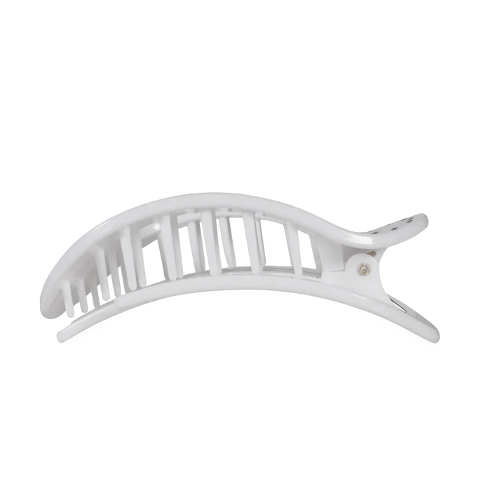 Teleties Flat Round Hair Clip- White Polka Dot Party