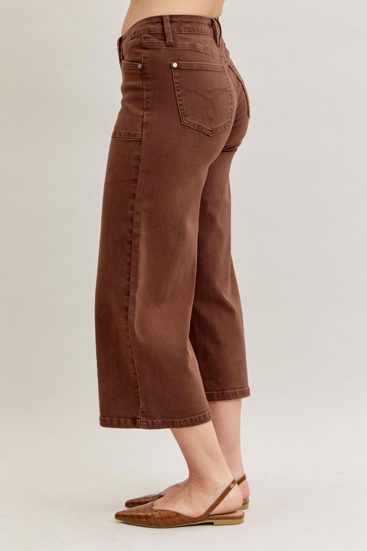 Judy Blue Wide Crop Jeans in Maple