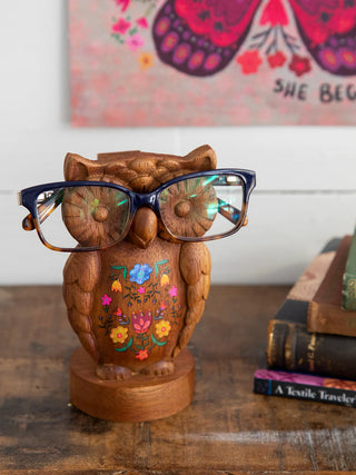 Wooden Owl Eye Glass Holder