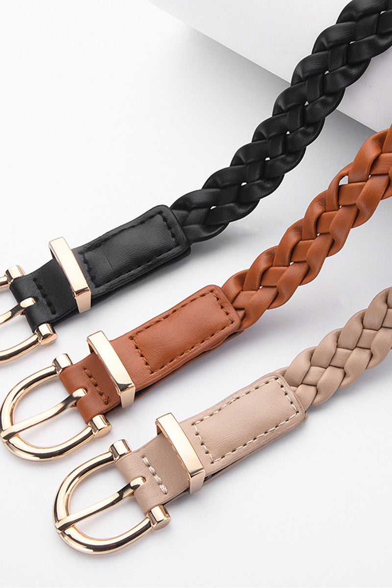 three woven belts with gold buckle