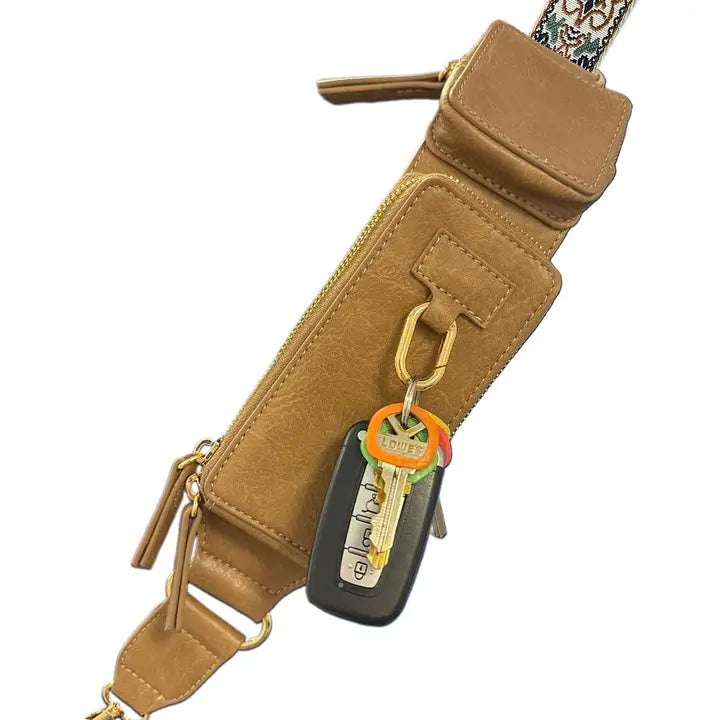 Zip and Clip Crossbody with Zippered Pouch in Black