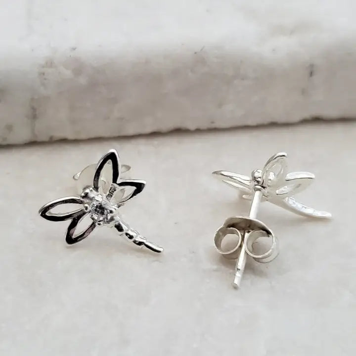 Silver Dragonfly Post Earrings
