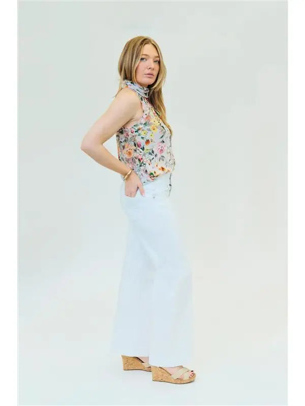 1822 White High Rise Wide Leg