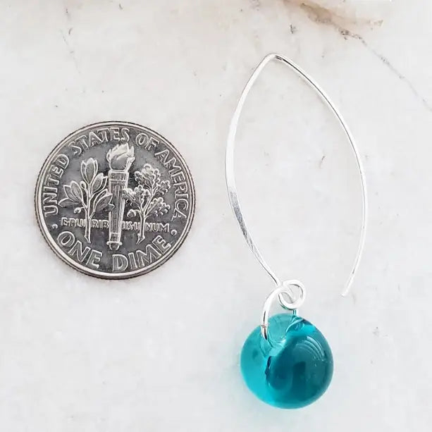 Silver Marquis Earrings in Blue
