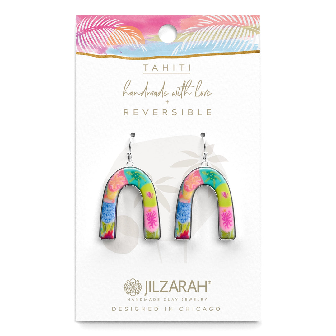 Tahiti Reversible Arc Earrings Handmade