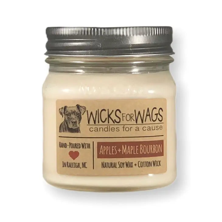 Wicks for Wags Soy Candle - Apples + Maple Bourbon
