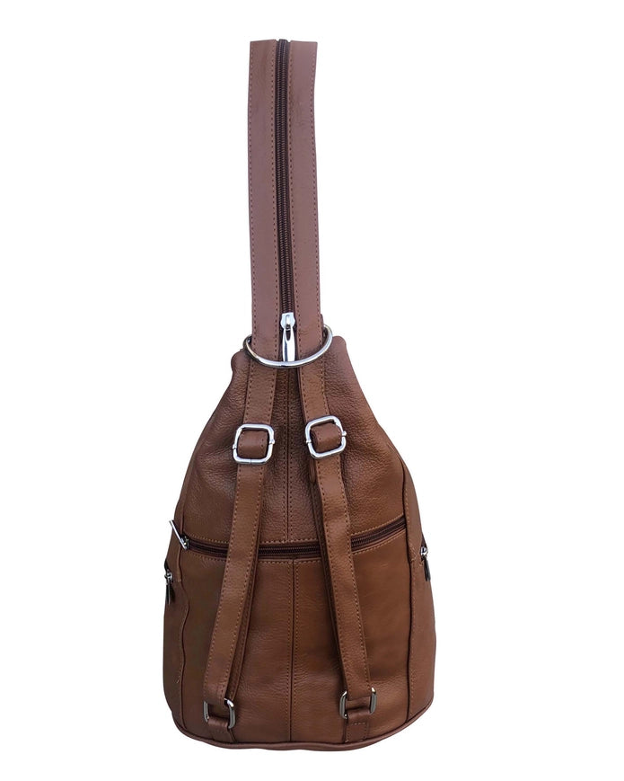 Cowhide Leather Convertible Backpack in Brown