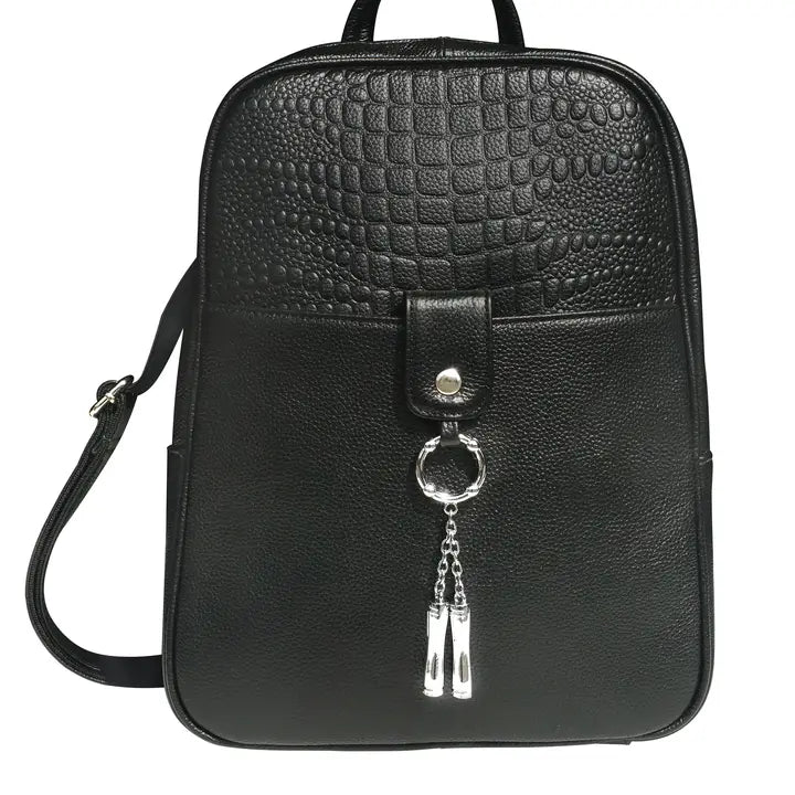 Lockable Cowhide Leather Backpack Crossbody