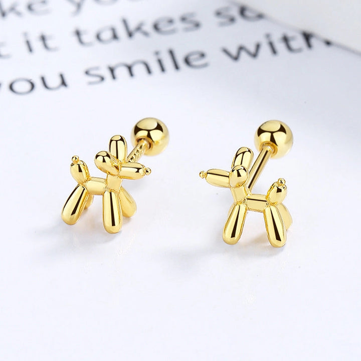 Gold Balloon Dog Earrings