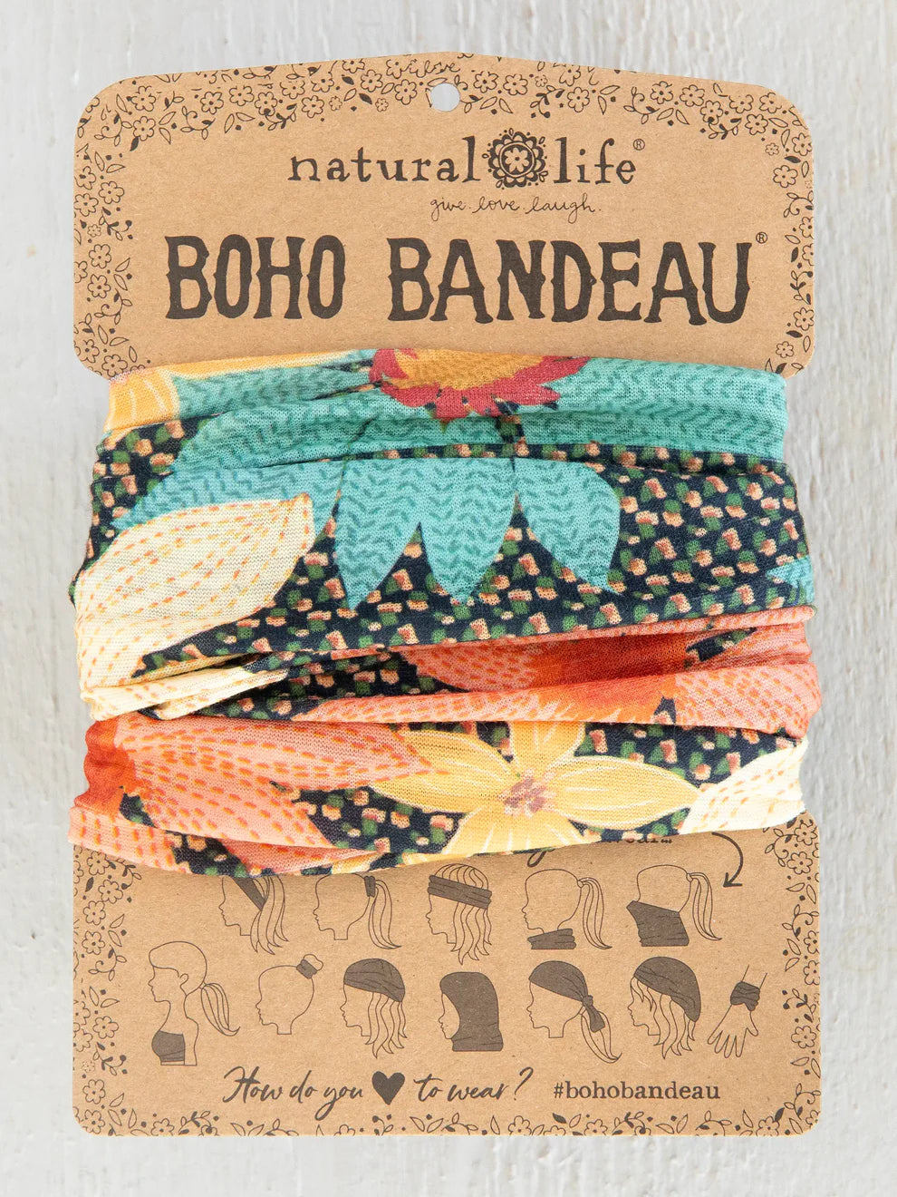 Full Boho Bandeau Headband in Blue Coral Cream