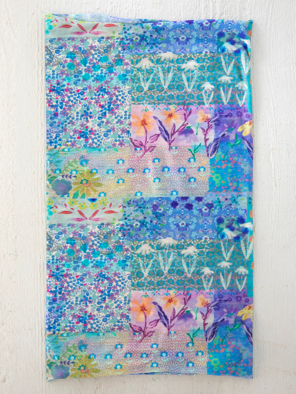 Full Boho Bandeau Headband in Blue Watercolor Patchwork