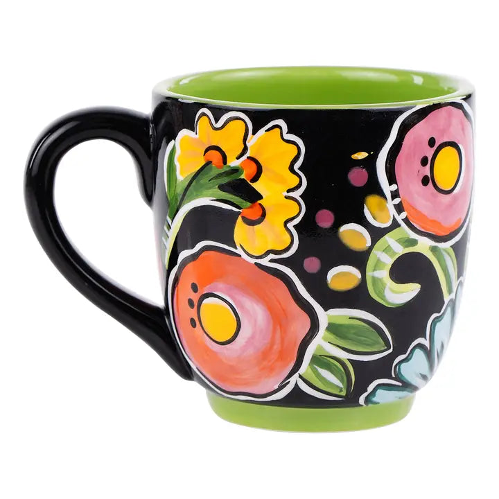 Black  Floral Mug