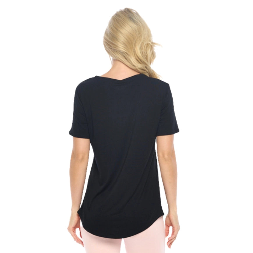 Black V-Neck Cotton Modal T Shirt