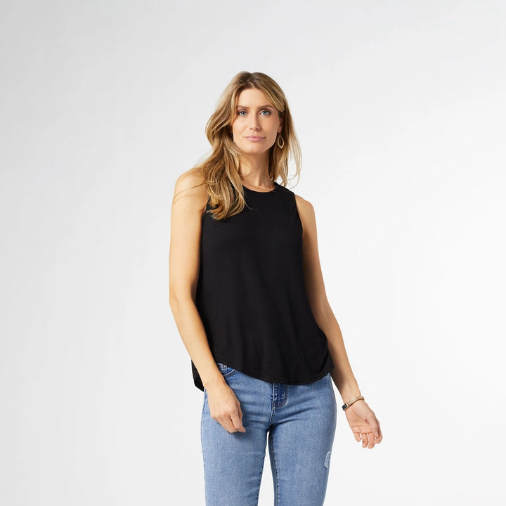 Erin Pleat Back Tank in Black
