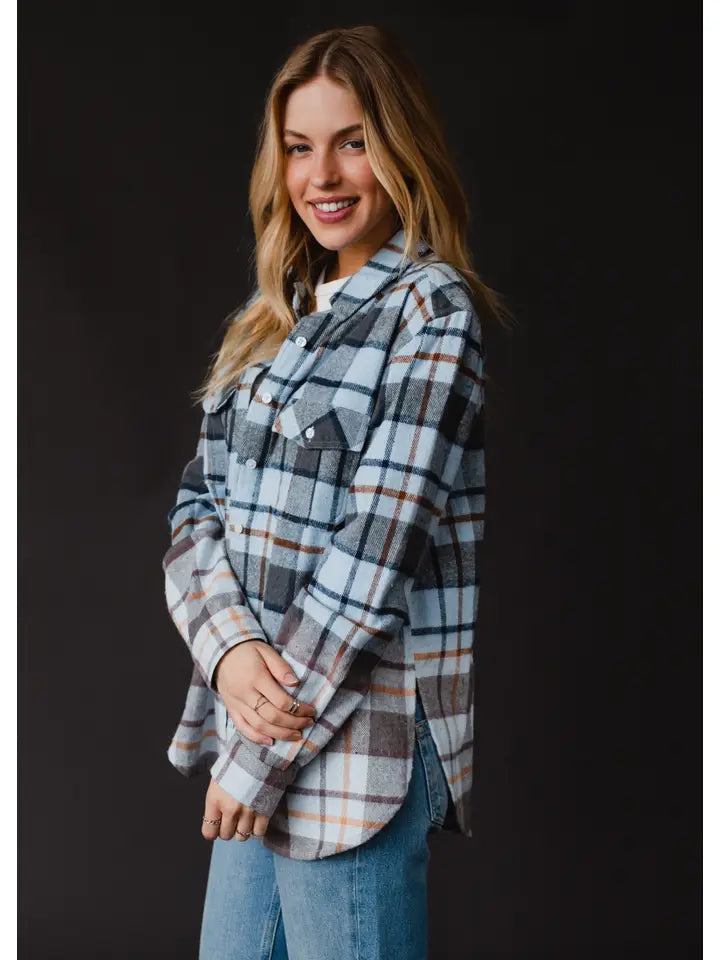Light Blue and Brown Bleached Flannel