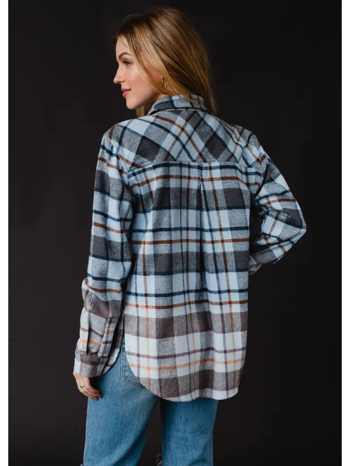 Light Blue and Brown Bleached Flannel