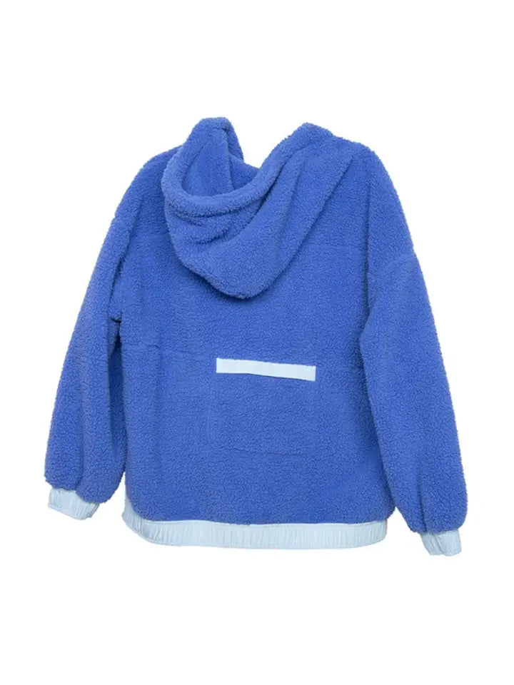 Blue Two-Toned Sherpa Pullover