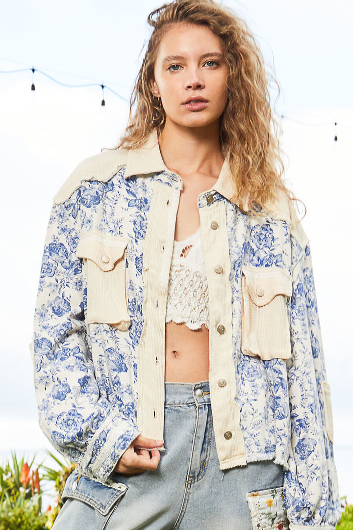 POL Floral Print Woven and Thermal Jacket