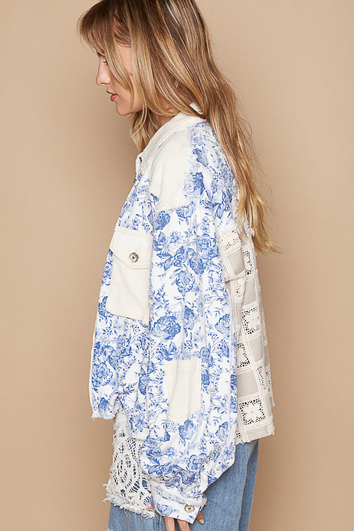 POL Floral Print Woven and Thermal Jacket
