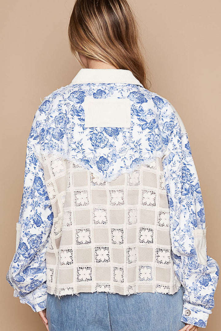 POL Floral Print Woven and Thermal Jacket