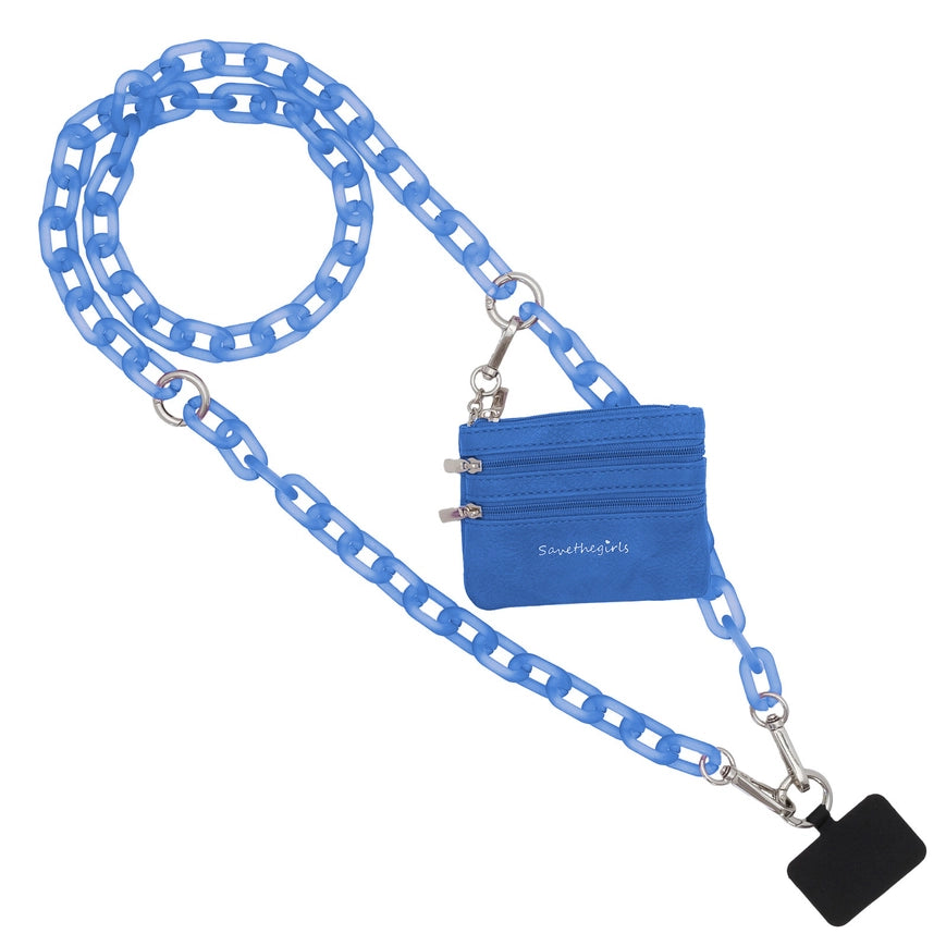 Clip and Go Crossbody Ice Chain with Zippered Pouch in Blue