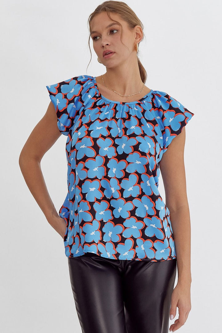 Briella Blue Floral Top