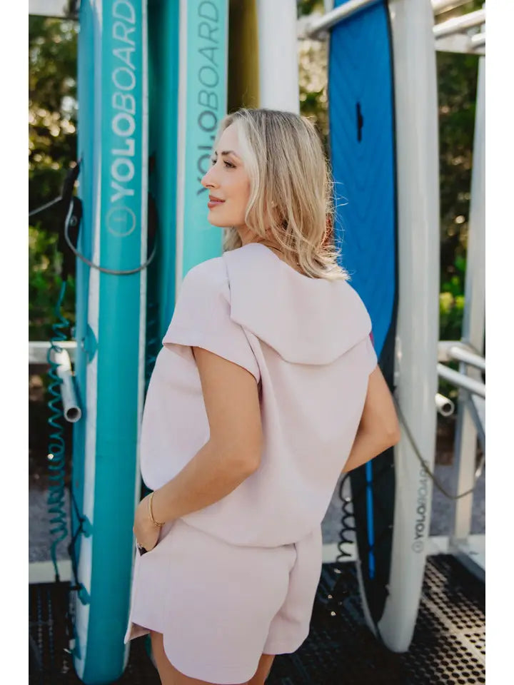 Short Sleeve Scuba Set in Dusty Lavender